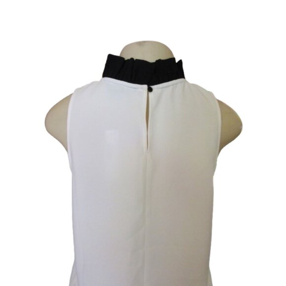 NWT, J. Crew Ruffle Neck Sleeveless Blouse XS White & Black - Picture 5 of 7
